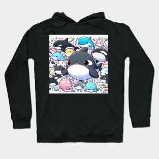 the march of the sea ecopop with whales, sharks and dolphins Hoodie
